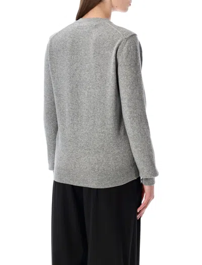 Comme Des Garçons Play Cardigan Round Collar Crystal Heart Blac In Gray