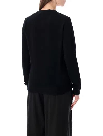 Comme Des Garçons Play Cardigan Round Collar Crystal Heart Blac In Black