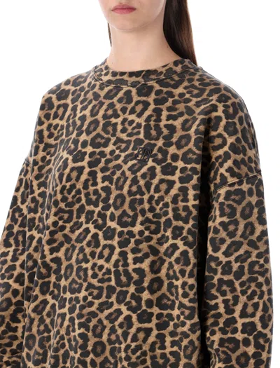 Anine Bing Animal Print Fleece Crew Neck Top
