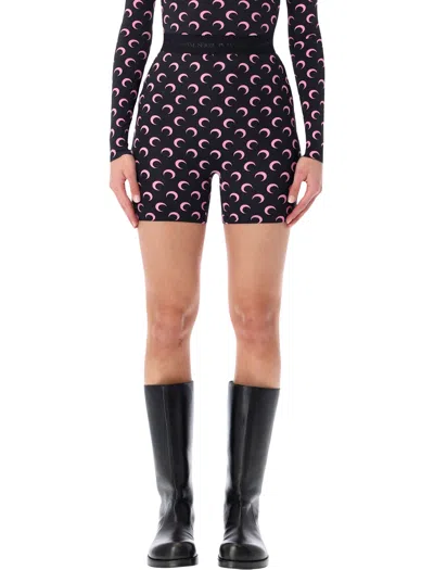 Marine Serre Recycled Moon Jersey Mini Shorts In Black