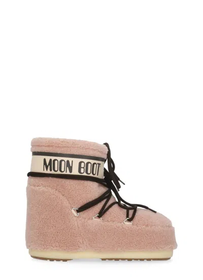 Moon Boot Icon Low Fleece Pink Snow Boot In Pink