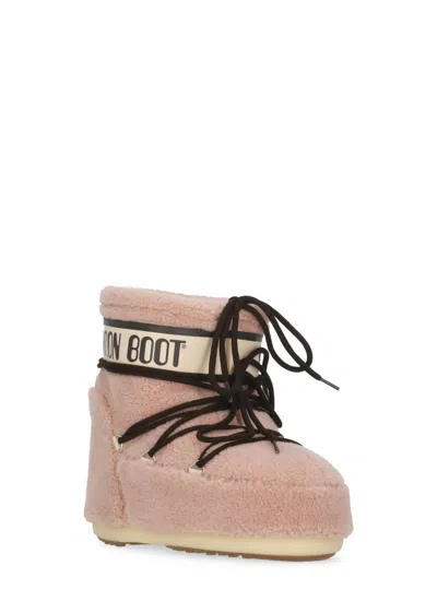 Moon Boot Icon Low Fleece Pink Snow Boot In Pink