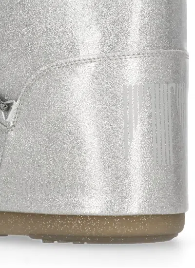 Moon Boot Icon Glitter Boots In Silver
