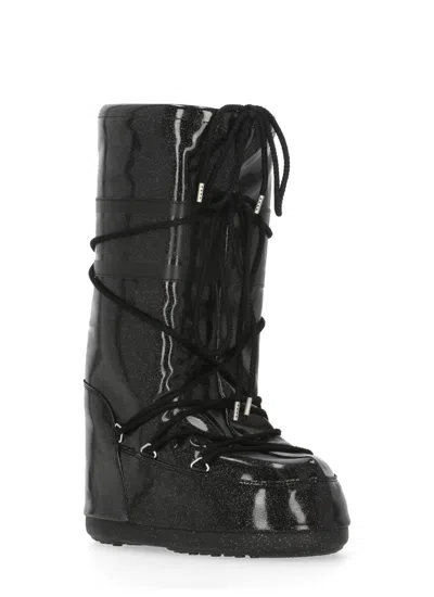 Moon Boot Icon Glitter Boots In Black