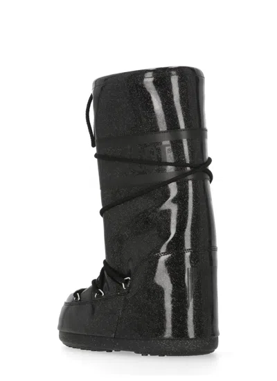 Moon Boot Icon Glitter Boots In Black