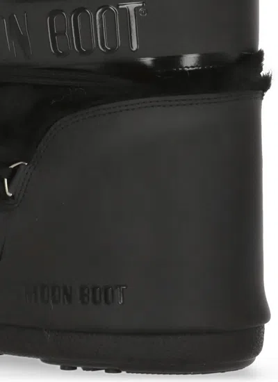 Moon Boot Iconic Faux Fur Ankle Boots With Lace-up Detail In Black