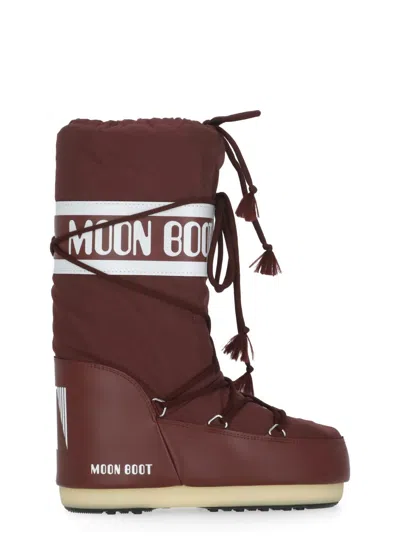 Moon Boot Burgundy Nylon And Synthetic Leather Icon Boots In Brown