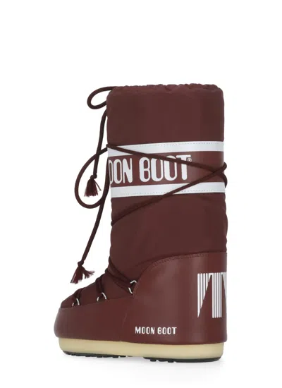 Moon Boot Burgundy Nylon And Synthetic Leather Icon Boots In Brown