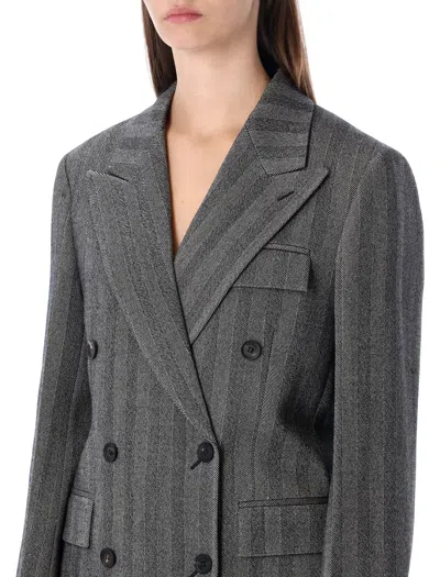Ferragamo Herringbone Jacket With Chest And Flap Pockets In Gray
