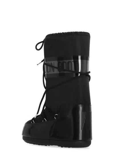 Moon Boot Icon Glance Satin Lace-up Snow Boots In Black