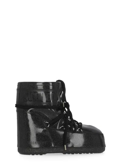 Moon Boot Icon Low Glitter Boots In Black
