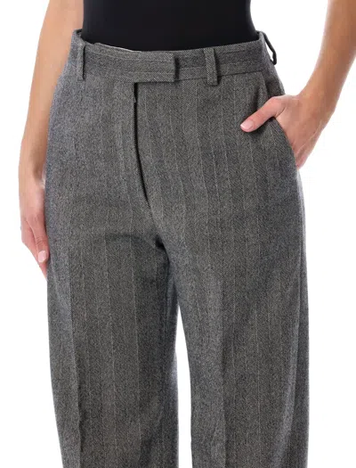 Ferragamo Trousers With Herringbone Pattern And Pockets In Multi
