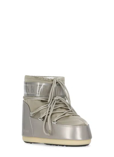 Moon Boot Icon Glow Glance Metallic Satin And Pvc Snow Boots In Nude