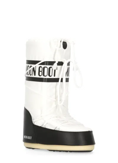 Moon Boot Icon Shell And Faux Leather Snow Boots In White