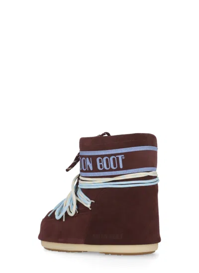 Moon Boot Icon Low Suede Laces Ankle Boots In Burgundy