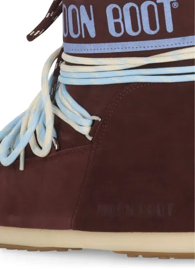 Moon Boot Icon Low Suede Laces Ankle Boots In Burgundy
