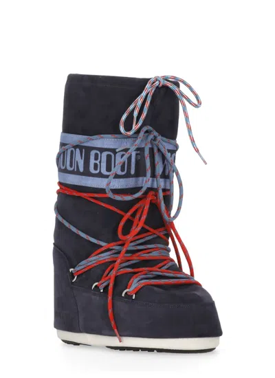 Moon Boot Icon Navy Suede Boots In Blue