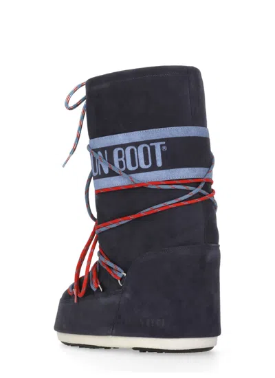 Moon Boot Icon Navy Suede Boots In Blue