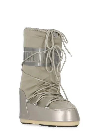 Moon Boot Moonboot Metallic Boots With Lace-up Design In Neutral