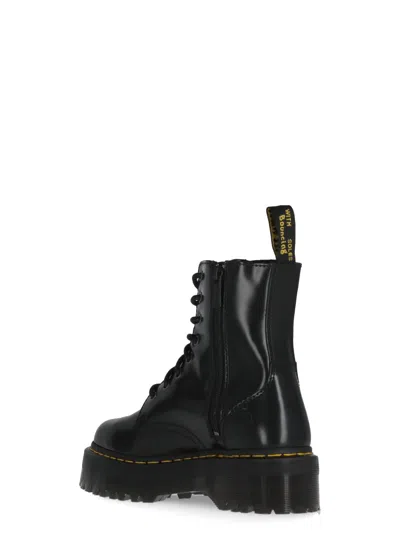 Dr. Martens Smooth Leather Platform Boots With Side Zip Closure In Black