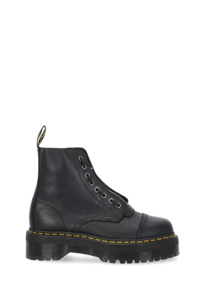 Dr. Martens Sinclair Platform Boots In Tumbled Nappa In Black