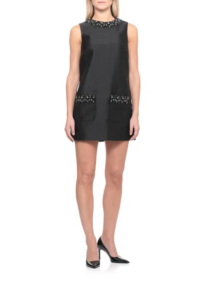 Self-portrait Satin Dress In Black