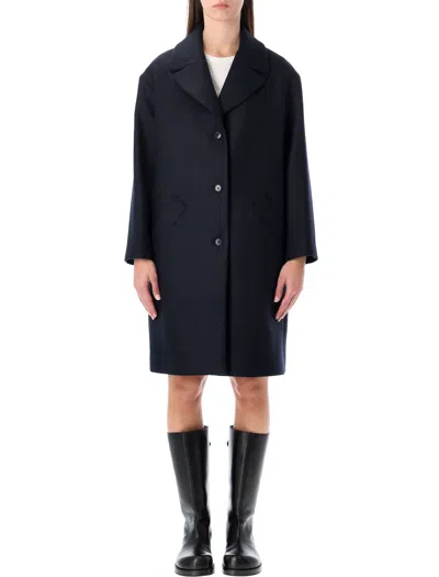 Apc A.p.c. A.p.c. Ninon Navy Wool Coat In Blue