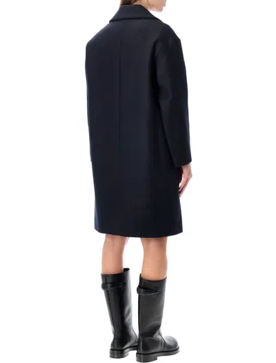 Apc A.p.c. A.p.c. Ninon Navy Wool Coat In Blue