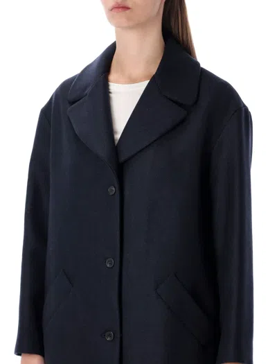 Apc A.p.c. A.p.c. Ninon Navy Wool Coat In Blue