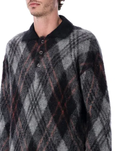 Rold Skov Basic Polo Black Rumble In Alpaca And Mohair Blend In Gray