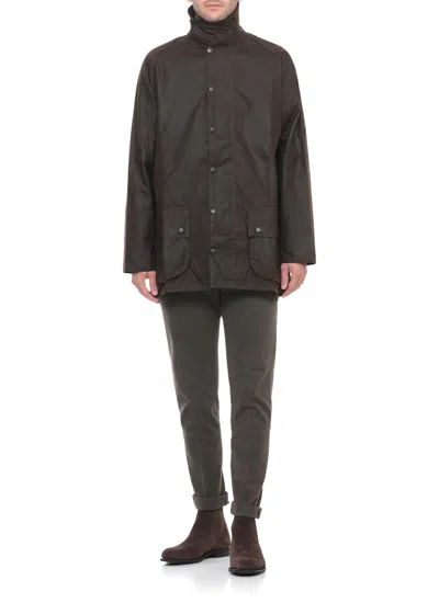 Barbour 'bedale' Green Jacket With Embroidered Logo On The Front In Tech Fabric Man In Brown