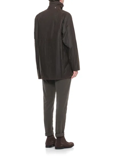 Barbour 'bedale' Green Jacket With Embroidered Logo On The Front In Tech Fabric Man In Brown