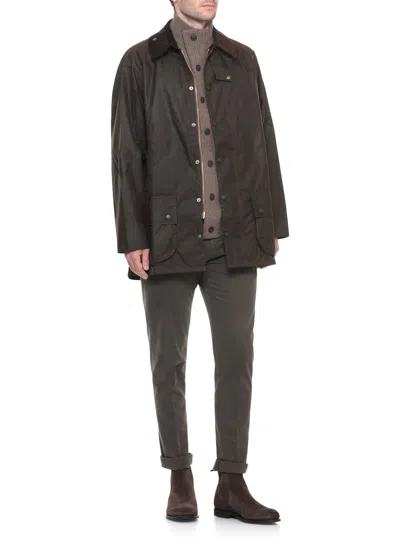 Barbour 'bedale' Green Jacket With Embroidered Logo On The Front In Tech Fabric Man In Brown