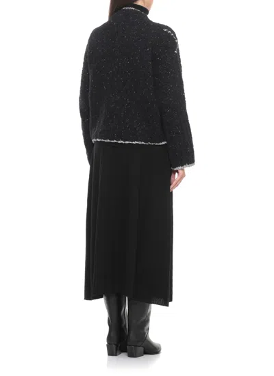 D Exterior Cardigan With Geometric Pattern In Black