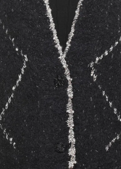 D Exterior Cardigan With Geometric Pattern In Black