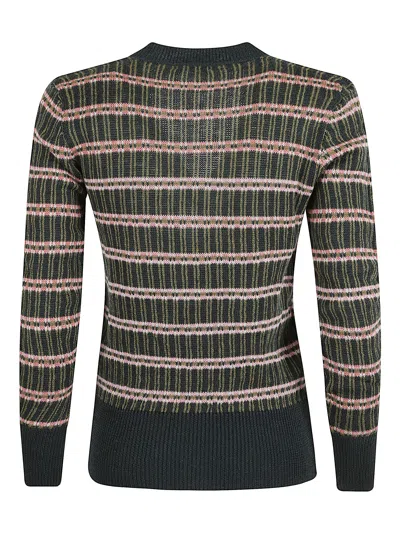 Etro Women's Striped Long Sleeve Knit Top In Green