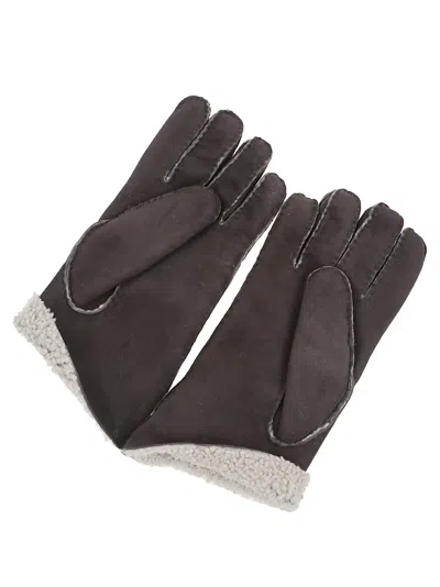 Eleventy Suede Brown Gloves With Plush Lining In Brown