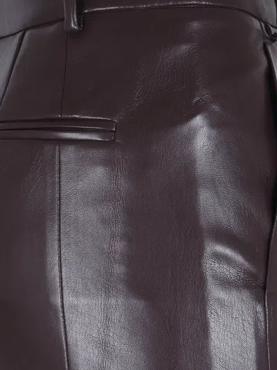 The Andamane Bordeaux Faux Leather Midi Skirt In Burgundy