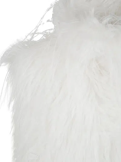 Pinko Soft Fur-effect Aspen Fabric Gilet With High Collar In White