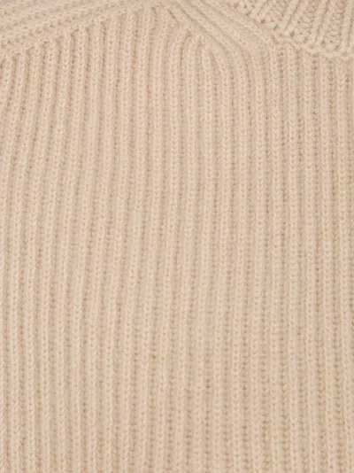 Forte Forte Boxy Ribbed Knit Sweater With High Round Neckline In Brown