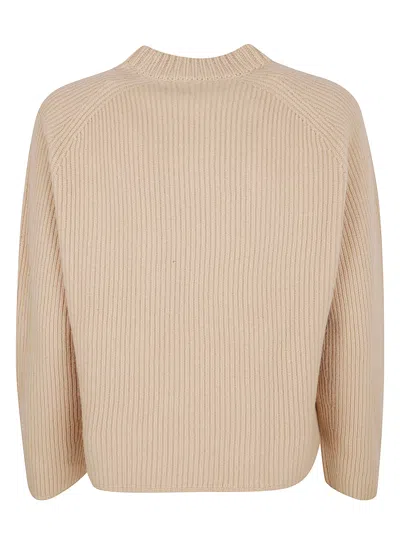 Forte Forte Boxy Ribbed Knit Sweater With High Round Neckline In Brown