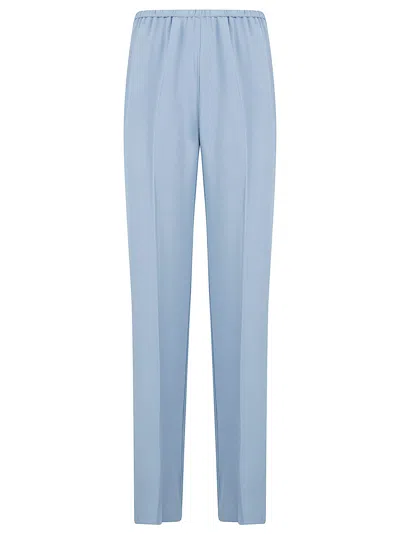 Forte Forte Relaxed-fit Blue Trousers With Straight Leg Design And Subtle Sheen In Blue