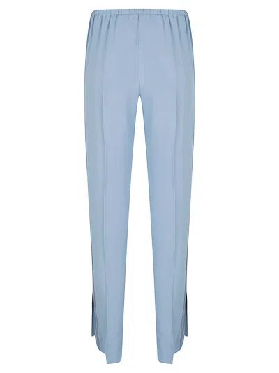 Forte Forte Relaxed-fit Blue Trousers With Straight Leg Design And Subtle Sheen In Blue