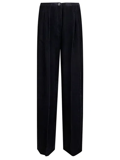 Forte Forte Fluid Chic Velvet Low Waist Pants In Black