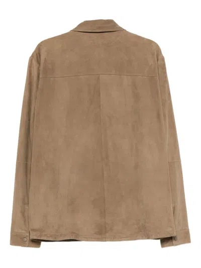 Canali Long Sleeve Jacket In Brown