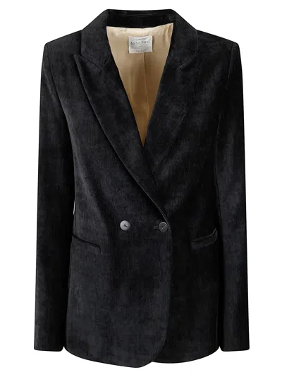 Forte Forte Tailored Jacket With Double-button Front And Textured Fabric In Black