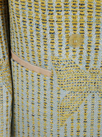 Forte Forte Yellow Jacket With All-over Pattern And Frayed Edges In Cotton Blend Woman In Gray