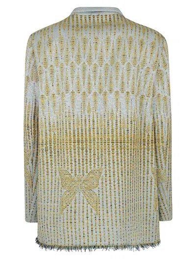 Forte Forte Yellow Jacket With All-over Pattern And Frayed Edges In Cotton Blend Woman In Gray