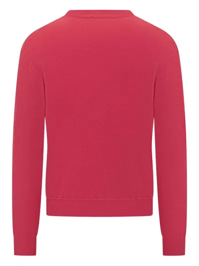 Malo Thin Wool Round Neck Long Sleeve Sweater In Pink