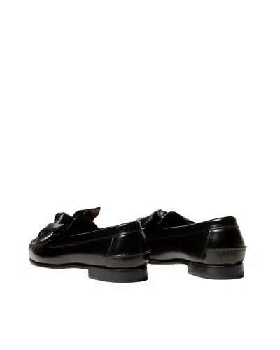 Hereu Corbati Bow Leather Loafers In Black